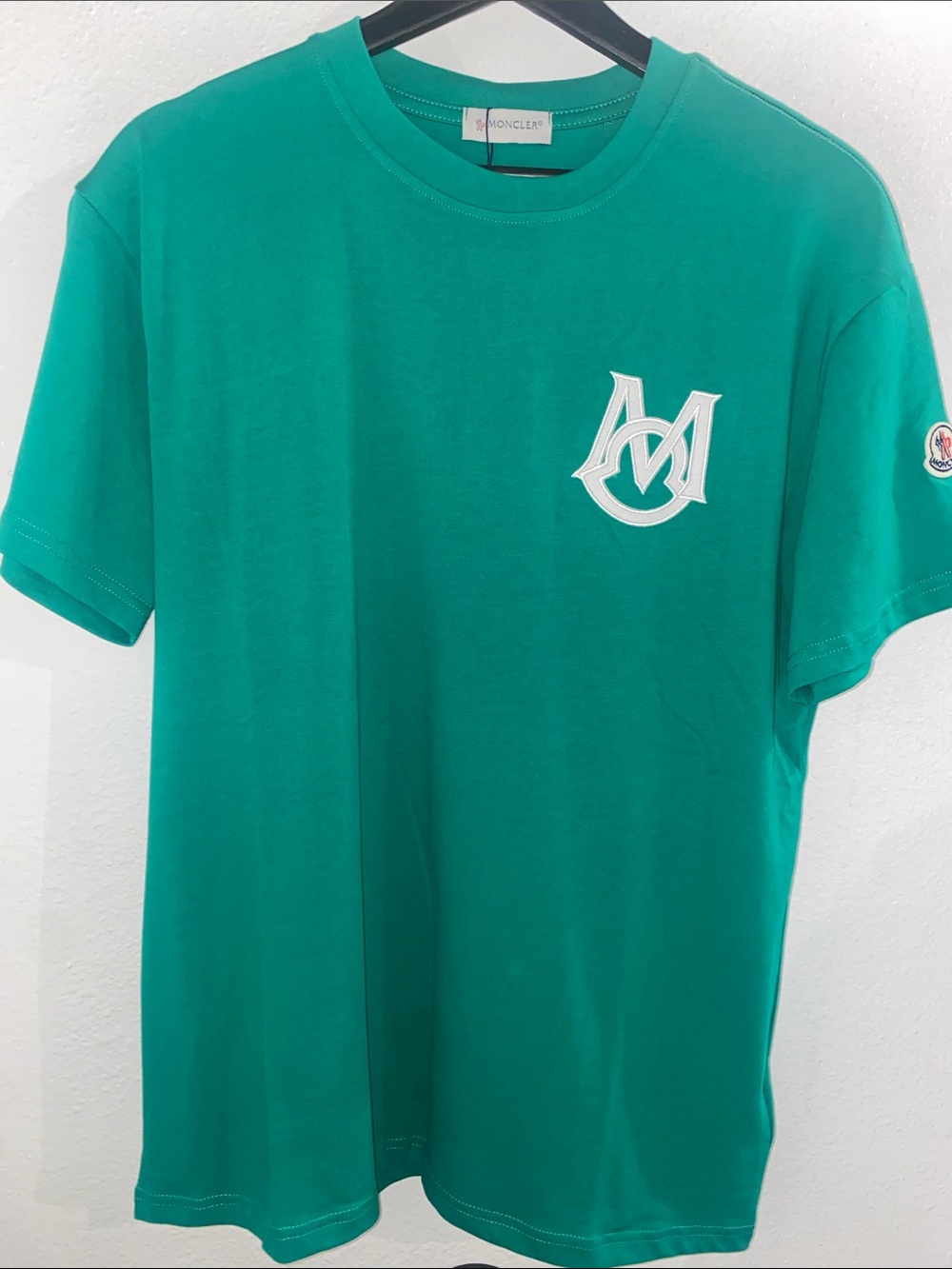 Moncler Teal Green Logo Crewneck Short Sleeve Tee